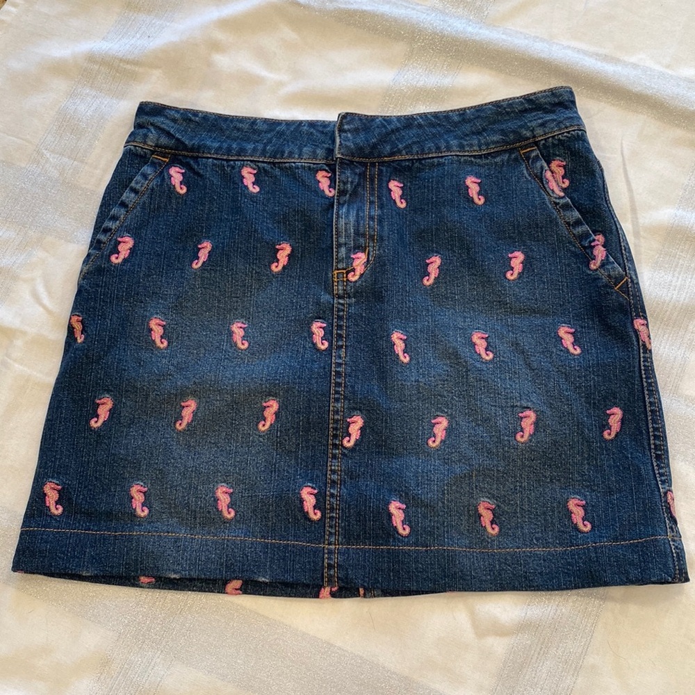 Lilly Pulitzer Denim Mini Skirt With Seahorses